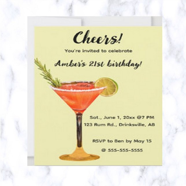 Editable Cocktail Birthday Invitation (Creator Uploaded)