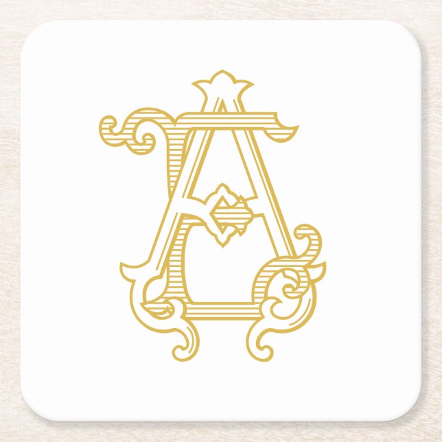 EDITABLE COLOR AE Monogram EA Logo Coasters (Front)