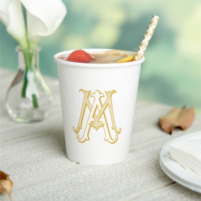 EDITABLE COLOR AM Monogram MA Monogram Paper Cups (Insitu)