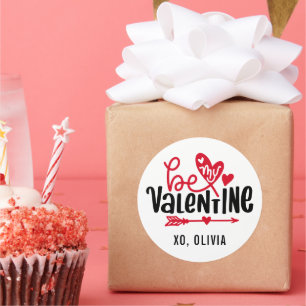 Editable Color Be My Valentines Classic Round Sticker