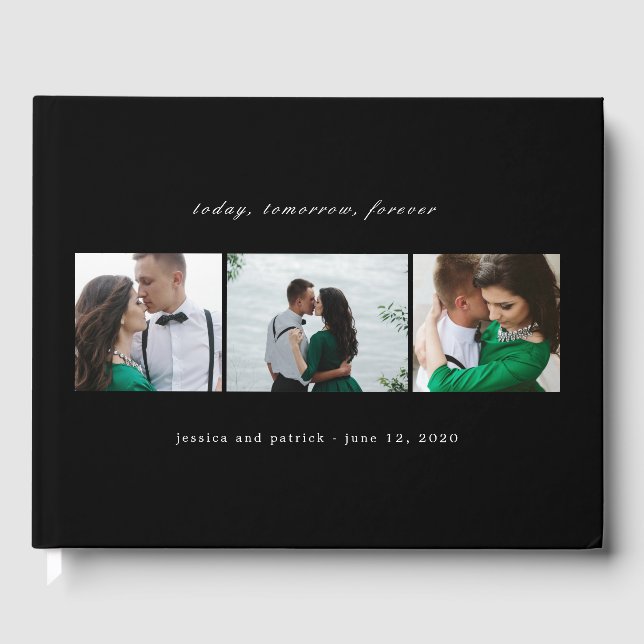 EDITABLE COLOR Clean Collage Wedding Guestbook (Front)