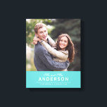 EDITABLE COLOR Cursive Mr & Mrs Family Name Photo Canvas Print<br><div class="desc">This Cursive Mr and Mrs Family Name Photo canvas print with editable background colour (to change click customise button) features "Mr. and Mrs." in cursive font, family name, and below a thin line, state the title for your photo like when your family was established or when photo was taken. Makes...</div>