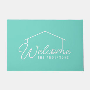 Editable Color Family Name House Welcome Doormat