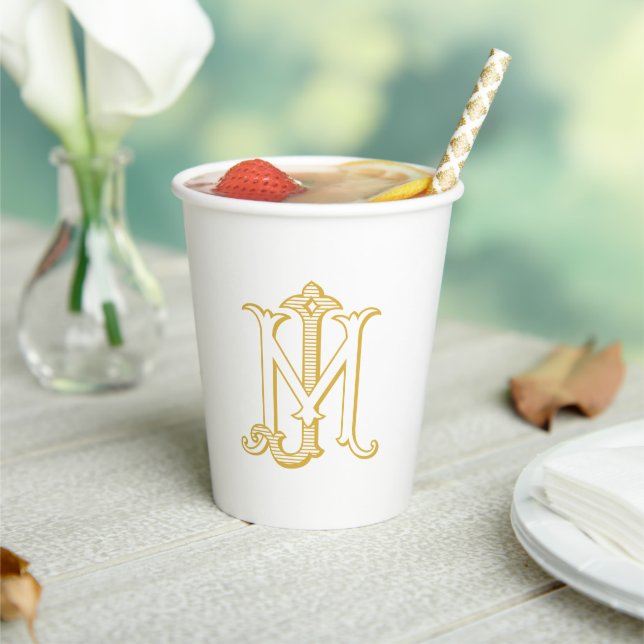 EDITABLE COLOR JM Monogram MJ Monogram Paper Cups (Insitu)
