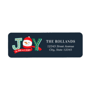 EDITABLE COLOR Joyful Snowman Holiday Address
