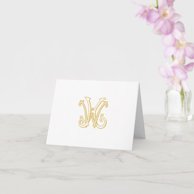 EDITABLE COLOR KW Monogram WK Monogram Folded Card (Orchid)