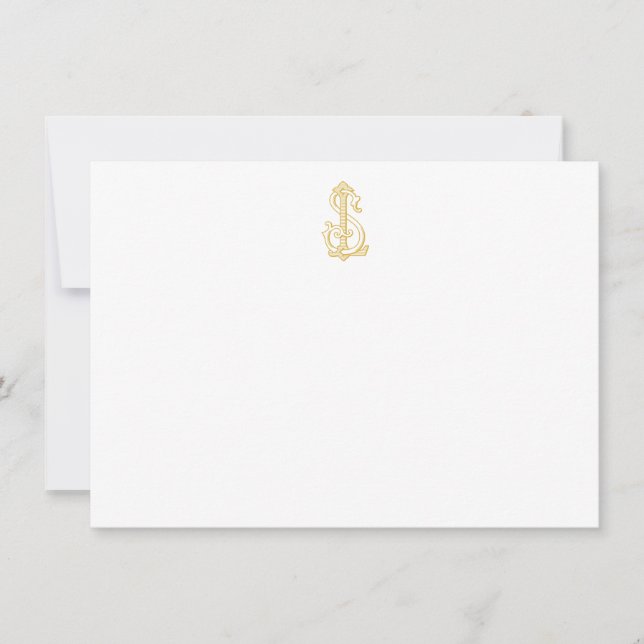 EDITABLE COLOR LS Monogram SL Monogram Notecards (Front)