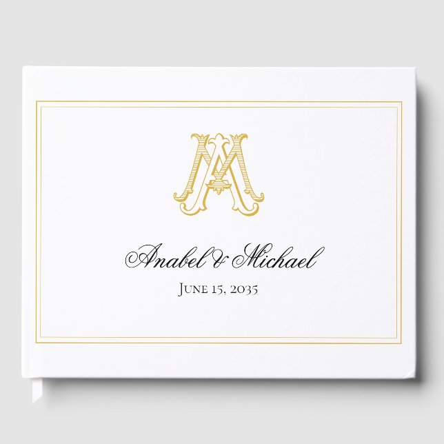 EDITABLE COLOR MA Monogram AM Monogram Guest Book (Front)