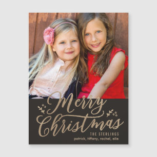 EDITABLE COLOR Merry Christmas Holiday Magnet