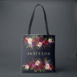 EDITABLE COLOR Navy Burgundy Rustic Boho Floral Tote Bag<br><div class="desc">CHANGEABLE BACKGROUND COLOR. Bohemian style Allover Print Tote Bag featuring watercolor illustration of burgundy, marsala, red and pink peonies and roses with feathers accent on navy blue background. This is perfect for fall/autumn/winter, floral and bohemian style events. Matching items are also available. * Please click the "Customise" button to change...</div>