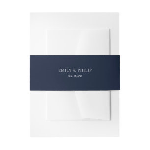EDITABLE COLOR Navy Wedding Invitation Belly Band