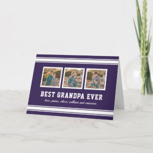 Editable Color Sporty Best Grandpa Ever Photo Card