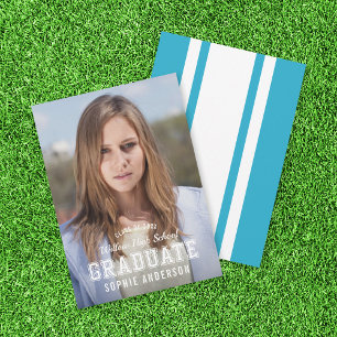 Editable Color Varsity Photo Graduate Announcement