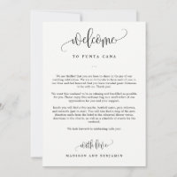 EDITABLE COLOR Welcome Itinerary Thank You Card