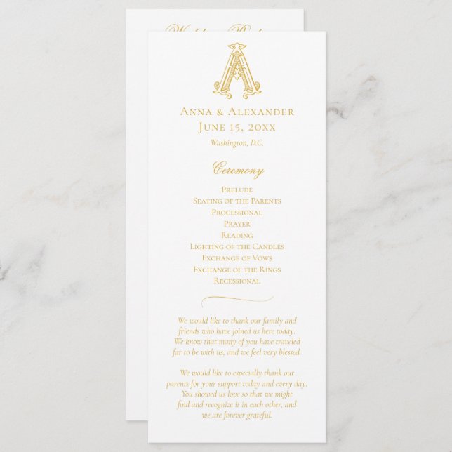 EDITABLE COLORS AA Monogram AA Crest Program Programme (Front/Back)