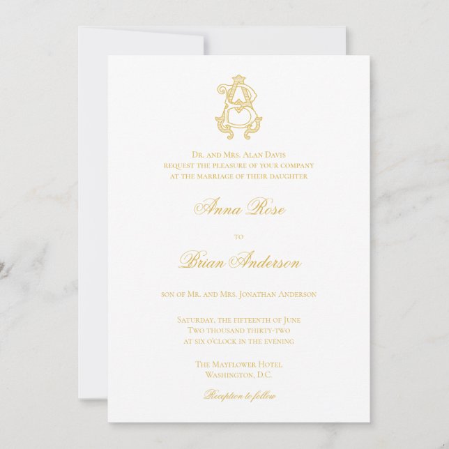 EDITABLE COLORS AB Monogram BA Logo Invitation (Front)