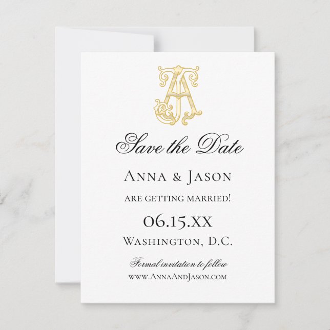 EDITABLE COLORS AJ Monogram JA Monogram Invitation (Front)