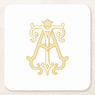 EDITABLE COLORS AT Monogram TA Logo Party Coasters