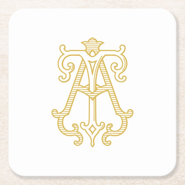 EDITABLE COLORS AT Monogram TA Logo Party Coasters (Front)