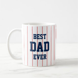 Editable Colors Baseball Stripes Best Dad Ever Coffee Mug