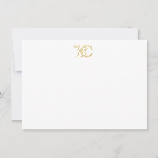 EDITABLE COLORS BC Monogram CB Monogram Notecards (Front)