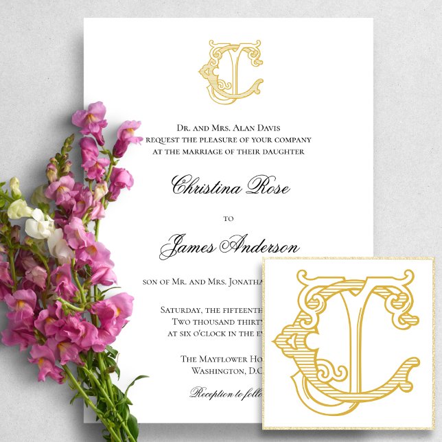 EDITABLE COLORS CJ Monogram JC Logo Invitation (Creator Uploaded)