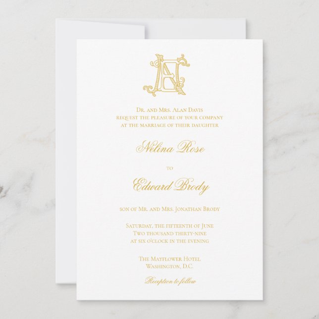 EDITABLE COLORS EN Monogram NE Monogram Invitation (Front)