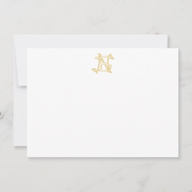 EDITABLE COLORS EN Monogram NE Monogram Notecard (Front)