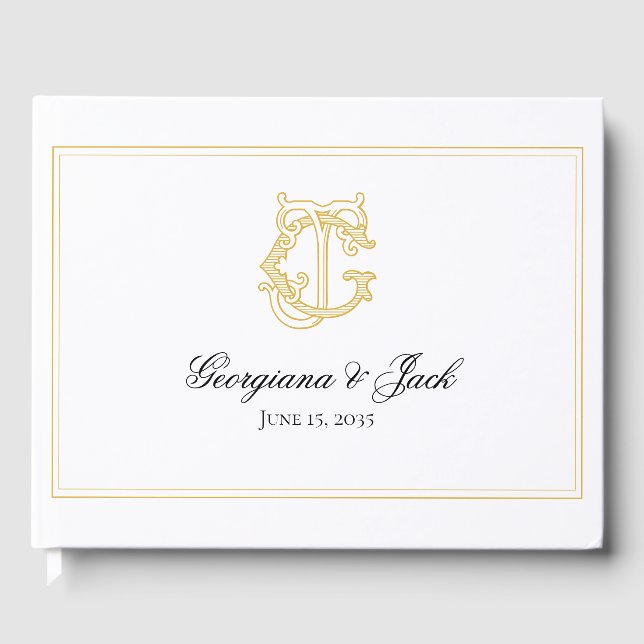 EDITABLE COLORS GJ Monogram JG Monogram Guest Book (Front)