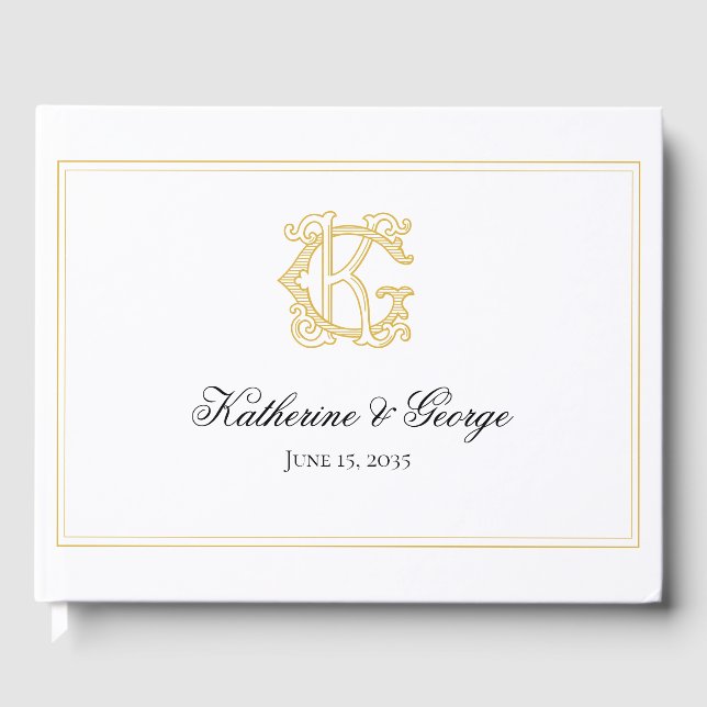 EDITABLE COLORS GK Monogram KG Monogram Guest Book (Front)