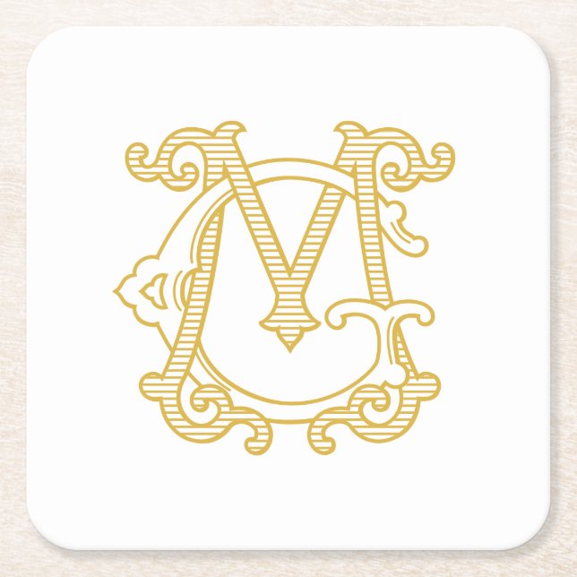 EDITABLE COLORS GM Monogram MG Logo Coasters (Front)