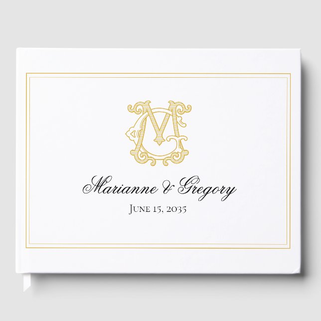 EDITABLE COLORS GM Monogram MG Monogram Guest Book (Front)
