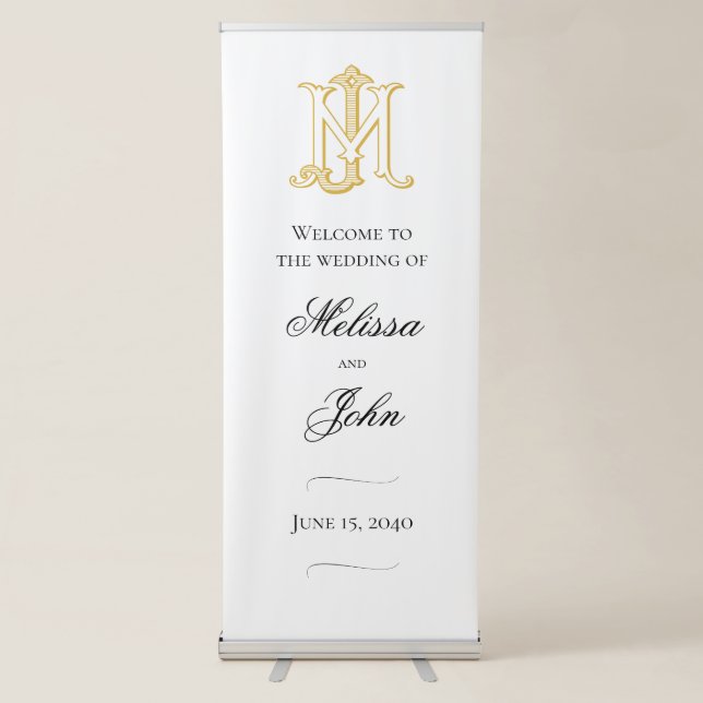 EDITABLE COLORS JM Monogram MJ Monogram Banner (Front)