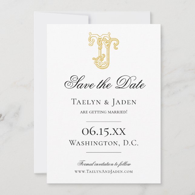 EDITABLE COLORS JT Monogram TJ Monogram Invitation (Front)