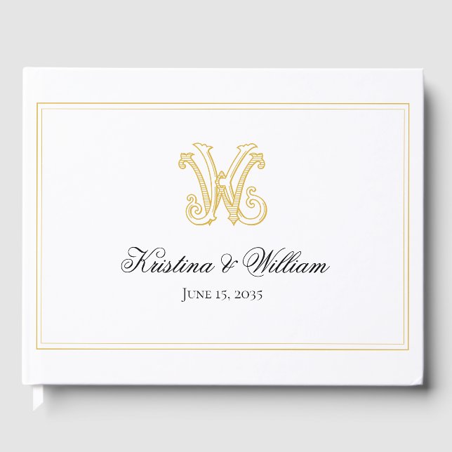 EDITABLE COLORS KW Monogram WK Monogram Guest Book (Front)