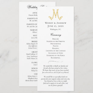 EDITABLE COLORS M Monogram Wedding Program Programme