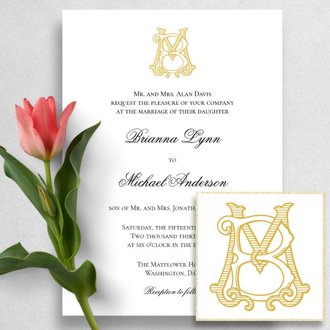 EDITABLE COLORS MB Monogram BM Monogram Invitation (Creator Uploaded)