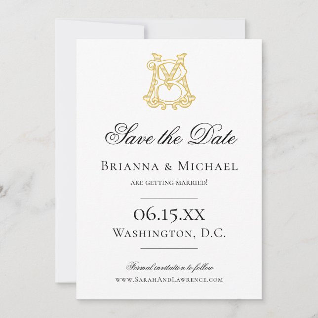 EDITABLE COLORS MB Monogram BM Monogram Save The Date (Front)