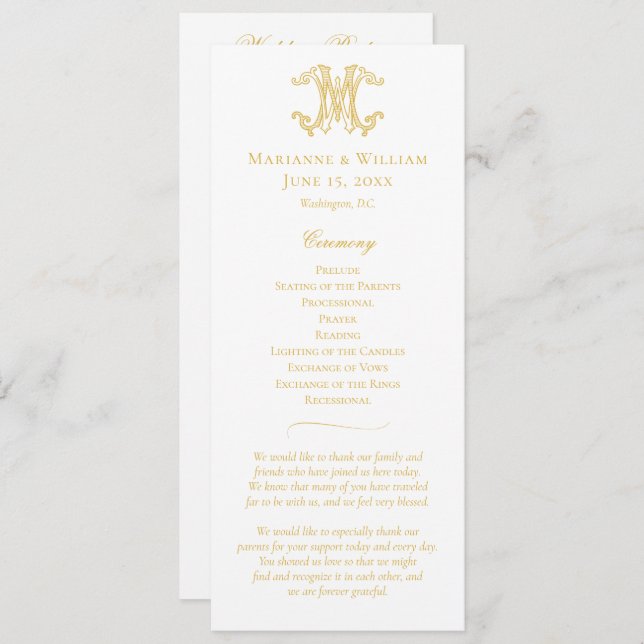 EDITABLE COLORS WM Monogram MW Monogram Program Programme (Front/Back)