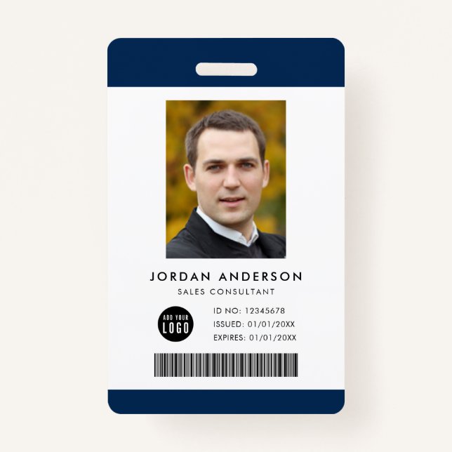 Editable Colour Add Logo Barcode Employee Photo ID ID Badge (Front)