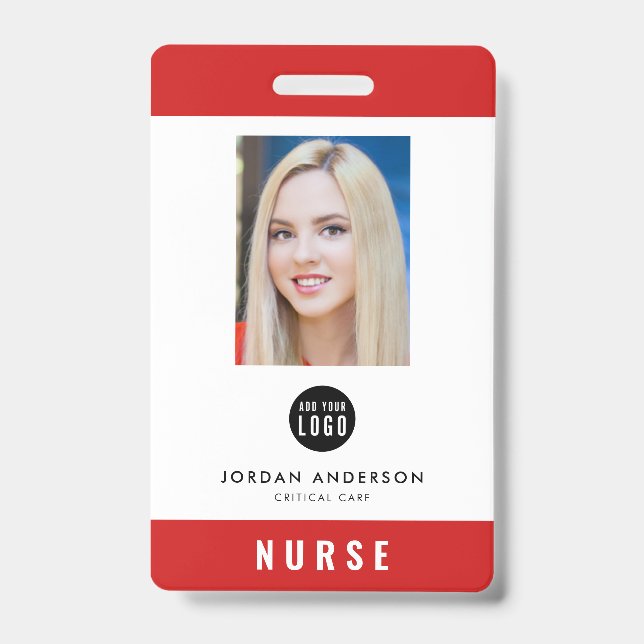 Editable Colour Add Logo Medical Employee Photo ID Badge (Front)