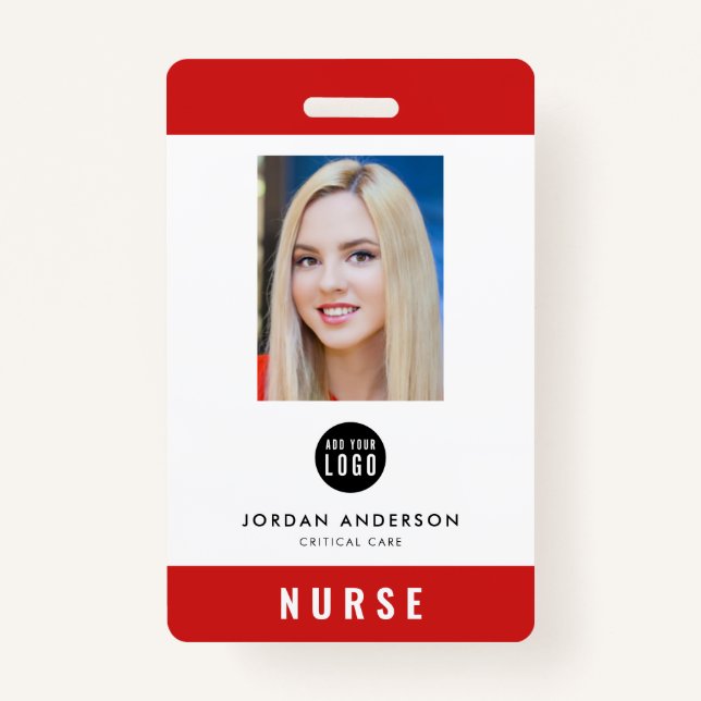 Editable Colour Add Logo Medical Employee Photo ID ID Badge (Front)