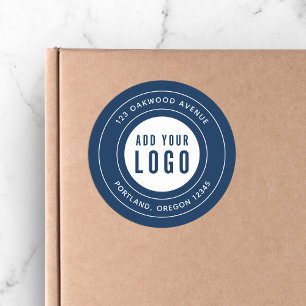 Editable Colour Add Your Logo Border Return Addres Classic Round Sticker