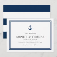 Editable Colour Anchor White Stripes Save the Dat
