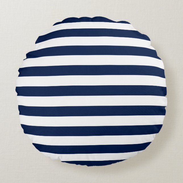 Editable Colour and White Stripes Round Cushion (Front)