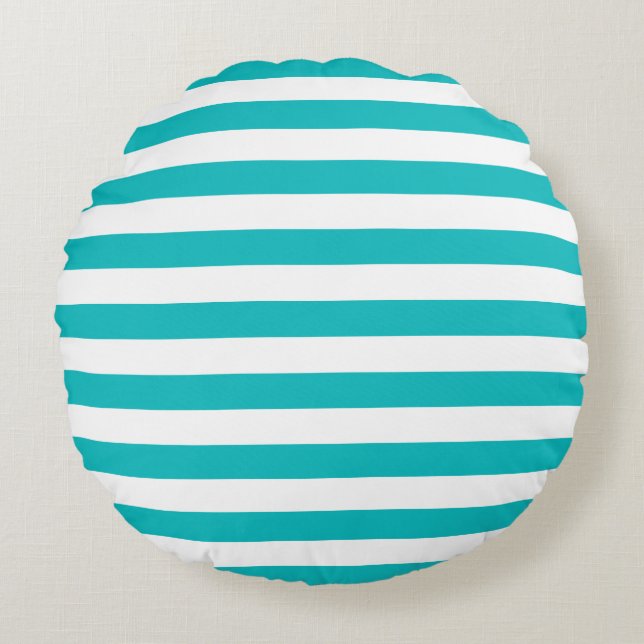 Editable Colour and White Stripes Round Cushion (Front)