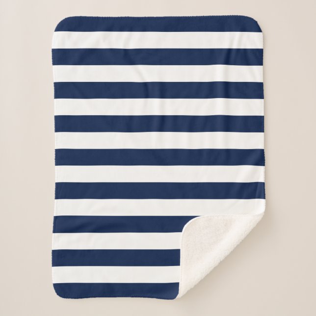 Editable Colour and White Stripes Sherpa Blanket (Front)