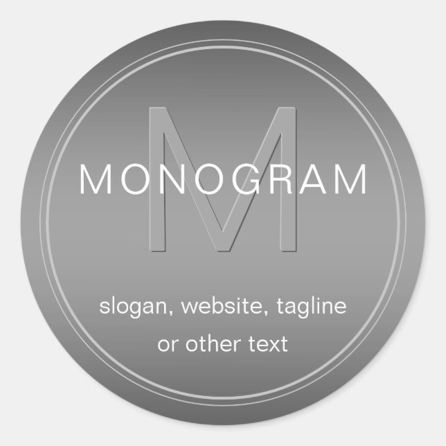 Editable Colour Background & Monogram Classic Round Sticker (Front)