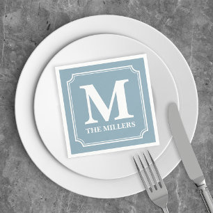 Editable Colour Background White Name Monogram Napkin