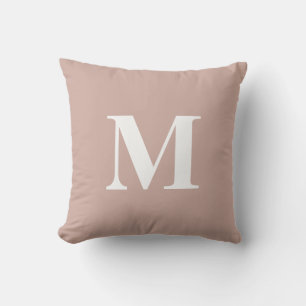 Editable Colour Blush Pink White Monogram Initial Cushion